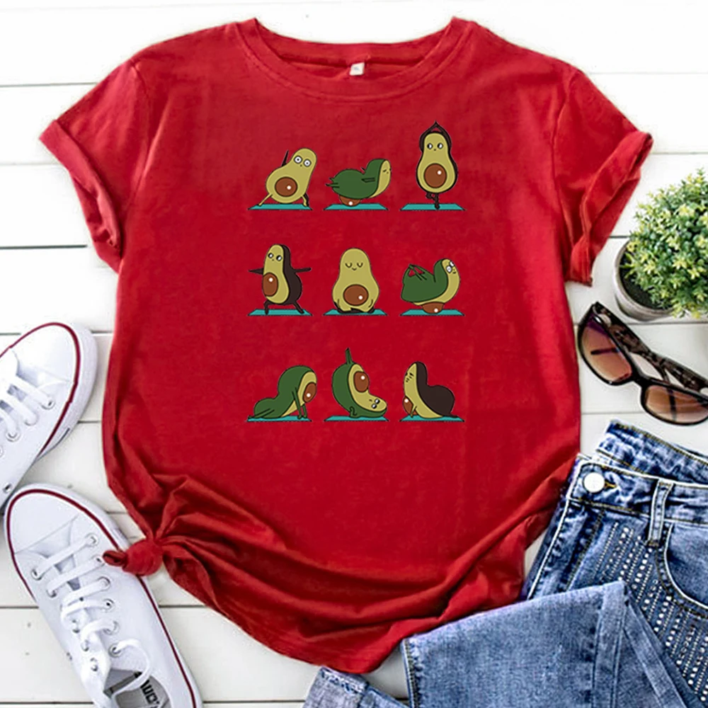 Avocado Fruit Cartoon Villain Funny Printing T-Shirts For Women Harajuku Gothic Clothing High Quality Punk Style Woman T Shirts