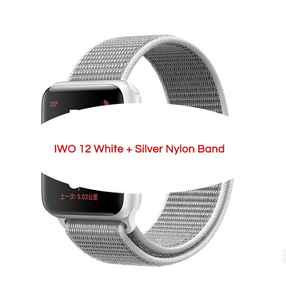 nylon silver IWO 12 Bluetooth Смарт часы IWO12 40 мм 44 мм серия 5 W55 1:1 чехол для IOS Android сердечного ритма ЭКГ IP68 водонепроницаемый дропшиппинг - Цвет: nylon silver