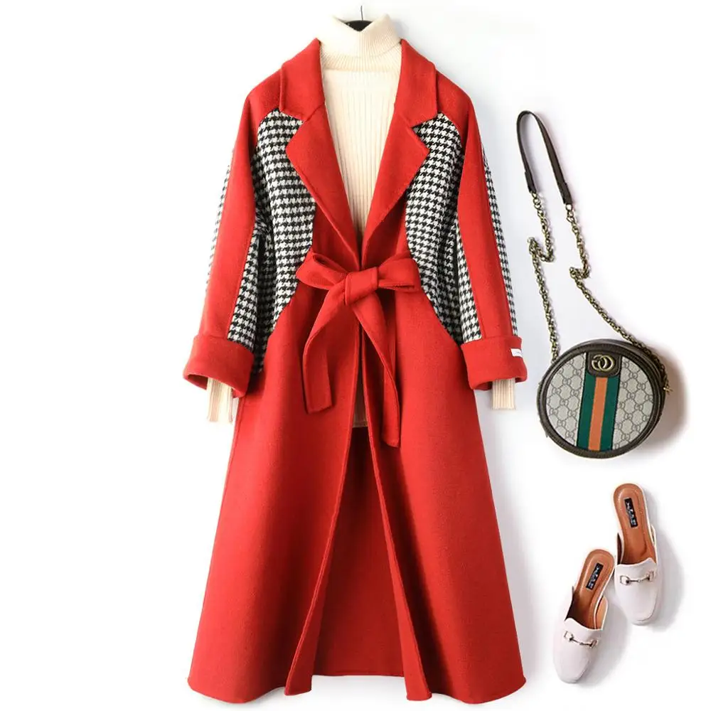 Abrigo De Lana Para Mujer, Chaqueta De Cachemira De Doble Cara Con