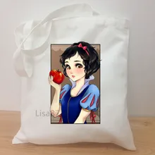 Модная Повседневная Ulzzang в стиле Харадзюку с принтом принцессы, большая вместительность, Женская холщовая летняя сумка на плечо с рисунком, сумка-тоут