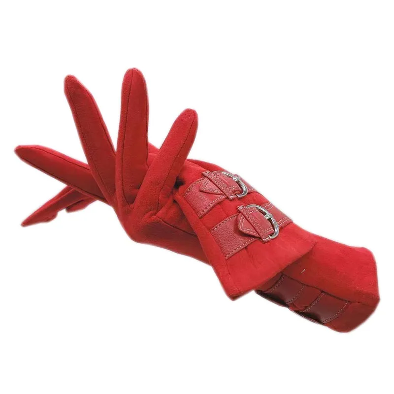 Gloves winter ladies wrist fashion sheepskin suede red leather gloves to keep warm, driving, cycling, outdoor sports, 2021 new s