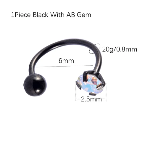 6/8mm Stainless Steel Zircon Cz Hoop Tragus Cartilage Helix Stud Earring Conch Rook Daith Lobe Ear Screw Piercing Jewelry