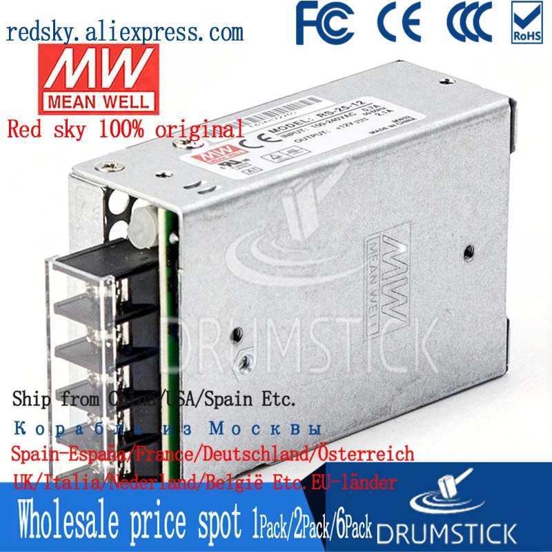 Стабильный MEAN WELL RS-25-12 12 В 2.1A Meanwell RS-25 25 2 Вт импульсный источник питания с одним