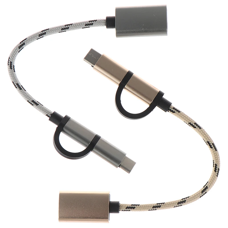 2 в 1 USB 3,0 OTG Кабель-адаптер для samsung нейлоновая оплетка Micro usb type C адаптер синхронизации данных