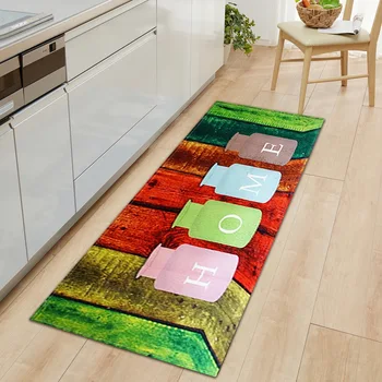 

WUJIE "HOME" Pattern Anti-slip Entrance Door Mat Soft Striped Area Rug for Living Room 100% Polyester Kitechen Mats for Floor