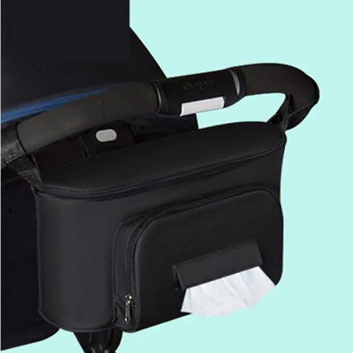 Single pocket Black Diaper Bag For Baby Stuff Nappy Bag Stroller Organizer Baby Bag Mom Travel Hanging Carriage Pram Buggy Cart Two Bottle Bag - Цвет: Single pocket Black