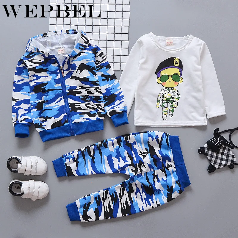 WEPBEL/Одежда для маленьких мальчиков осенне-зимняя детская одежда рубашка+ толстовка+ штаны комплект одежды для детей, комплект одежды для мальчиков
