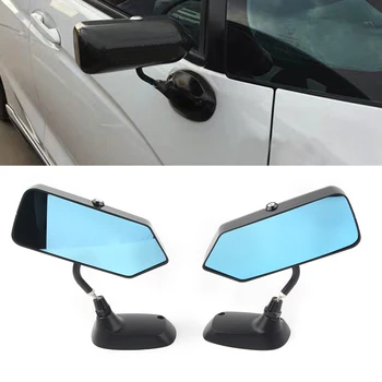 

F1 Style Car Universal Side Mirrors Blue Rearview Mirror Metal Bracket Black