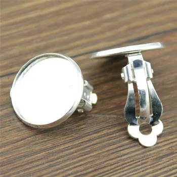 

10pcs 2 Colors Fit 10/12/14/16/18/20mm Glass Cabochons Copper Material Earring Clips, Earring Base Setting, DIY Earring Findings