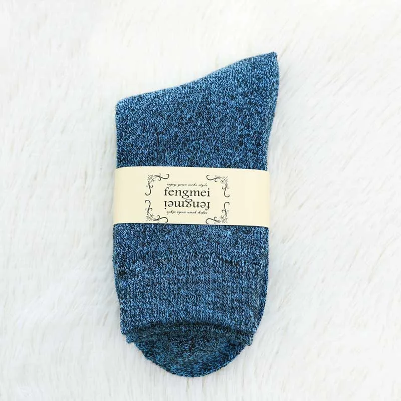 Blue black Повседневные махровые носки 1 пара, Плотные хлопковые Женские Дышащие однотонные повседневные женские теплые домашние носки, женские носки, зимние высококачественные - Цвет: Blue black