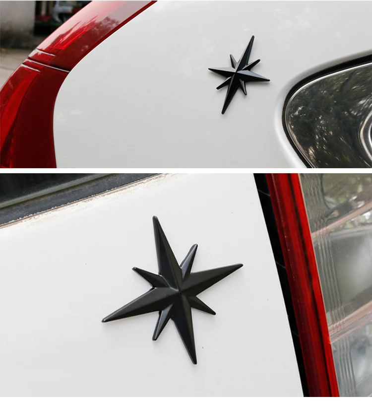 3D компас, звездная эмблема, направляющий инструмент, значок для автомобиля, стильный Креативный декоративный металлический логотип, наклейка, черный хром, высокое качество