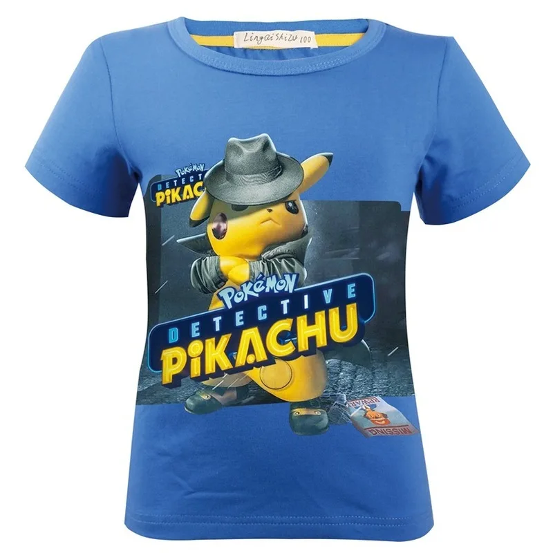 Children Pikachu Clothing Kids Tees Top Baby Tshirt Boys Cartoon Pokemon Print Clothes Boys Tops 3D Funny T-shirts Costume