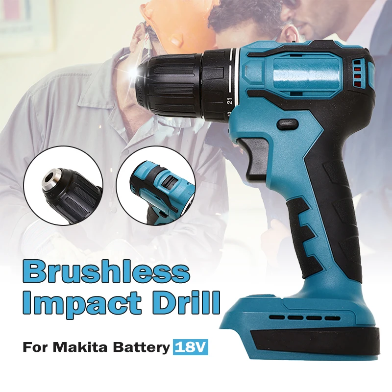 18V 90Nm Electric Cordless Brushless Impact Drill Hammer Drill Screwdriver DIY Power Tool Rechargable For Makita Battery brushless cordless electric drill electric hammer screwdriver and wrench combination all can use makita18v 21v battery
