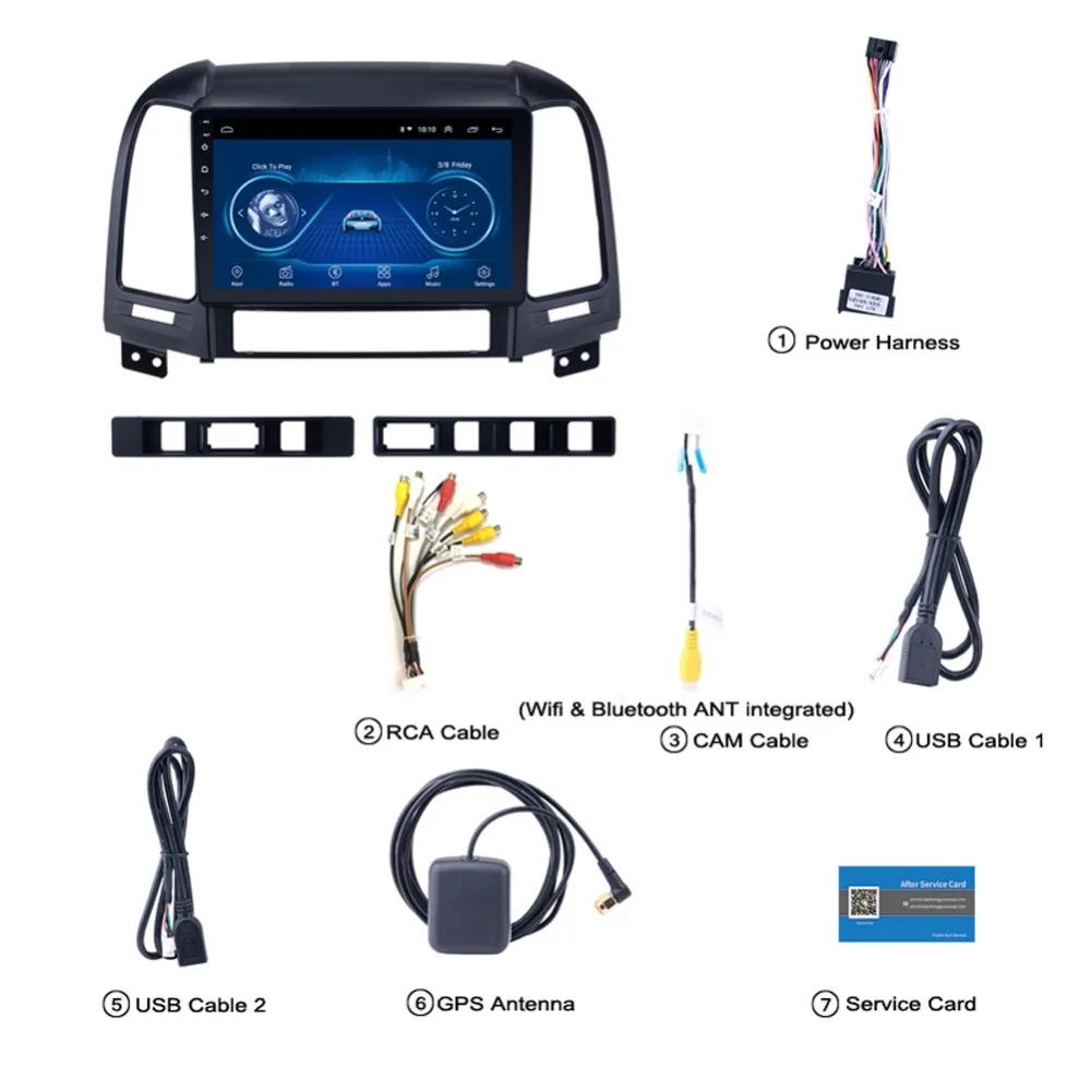 Автомагнитола на Android 10 0 с сенсорным экраном и GPS навигацией для HYUNDAI Santa Fesantafe 2006