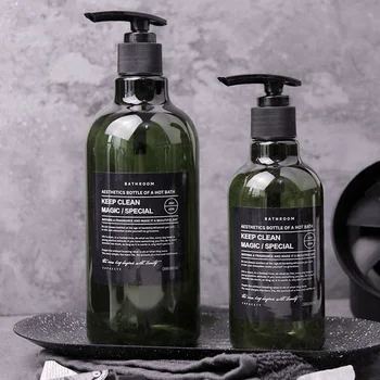 

250/500ml Green Bath Refillable Bottle Shower Gel Shampoo Press Bottle Shower Gel Refillable Bath Storage Bottles
