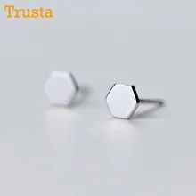 Trusta 925 пробы серебряные женские ювелирные изделия Модные крошечные 5 мм X 5 мм шестигранные серьги-гвоздики подарок для девочек, детей, леди, женщин DS138