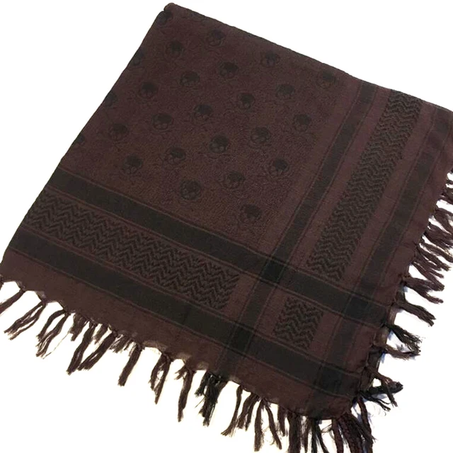 Outdoor Arab Keffiyeh Shemagh Scarf Hiking Military Tactical Hunting Camping Scarves with Tassel Desert Scarf Army Headshawl black coffee