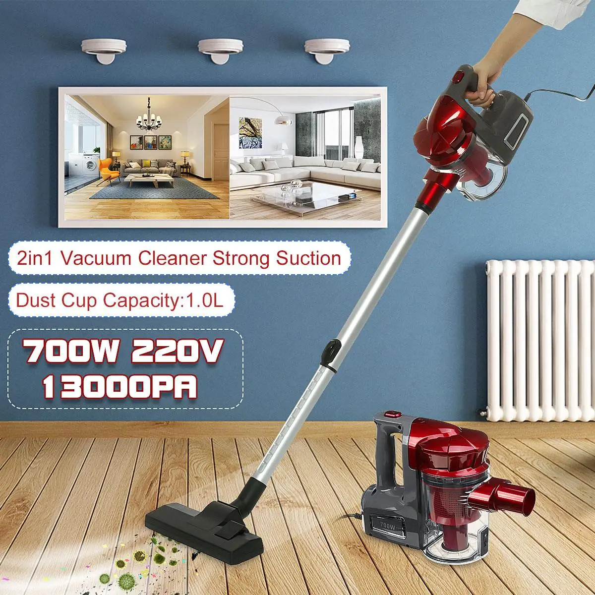 

220V Strong Power Vacuum Cleaner 700W Cordless Auto Portable Upright Vacuum Cleaner For Home Office Carpet Cleaning Tools