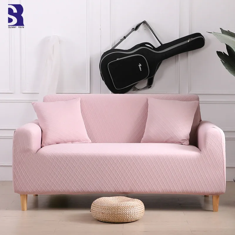 SunnyRain 1-Piece Jaquard розовый чехол для дивана гостиной растягивающиеся Чехлы I Shaped Sovers |