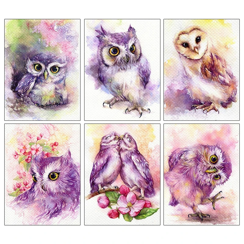 

5D Diy Diamond Painting kits full drill Cross Stitch "Color animal owl" Home Decor Square Rhinestones Inlay Diamond Embroidery