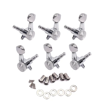 

Chrome Semicircle Guitar Locking Tuners Guitar Machine Heads Tuning Pegs 3R 3L for Electric Acoustic Guitar