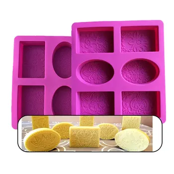 

6 Cavity Rectangle Oval Silicone Soap Mold Handmade Soap Making Craft for Home Bathroom Soap Forms new