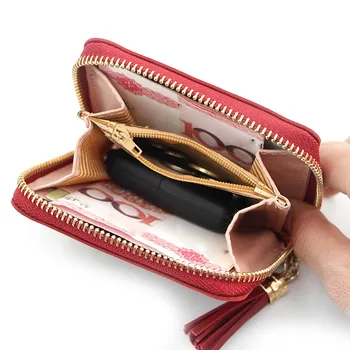 

Women Tassel Rivet Short Clutch Wallets Female Fashion PU Leather Coin Bag Phone Purses Lady Cards Holder Wallet