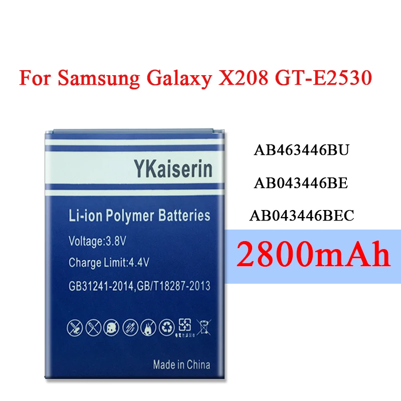Батарея AB463446BU AB553446BU для Samsung C3300K X208 B189 B309 GT-C3520 E1228 GT-E2530 E339 GT-E2330 2800 ма-ч |