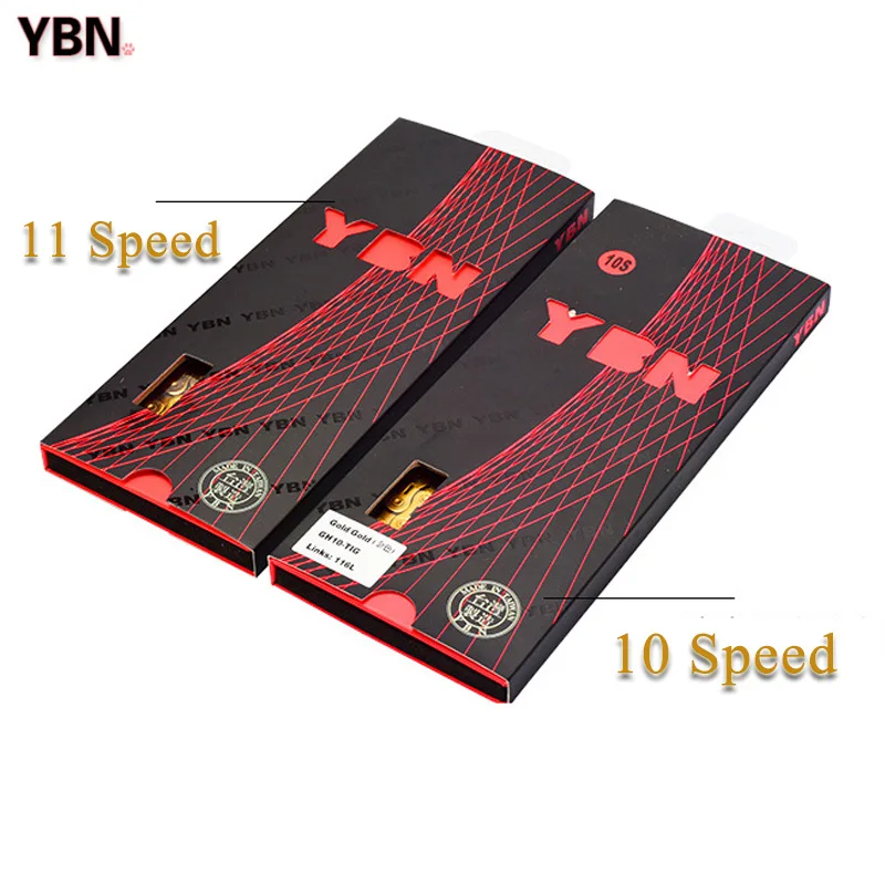 YBN 10 11 S скоростей 116L велосипедная цепь Gold Link X10 X11 SLR Ультралегкая TIG полый MTB дорожный велосипед цепи с 2 волшебными пряжками