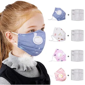 

Kids Print Replaceable Reusable Breathable Cotton Mask 1PC + 2PC Filters Face Mask Reuseable Face Mouth Mask Mouth Mask Wa
