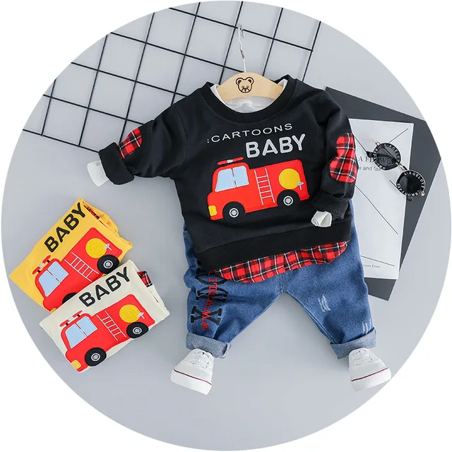 Fashion Children Clothing Spring Autumn Baby Girl Clothes Set Boys Cotton Jacket Pants 2 Pieces Toddler Costume Kids Tracksuits XHxiaofangcheF Black