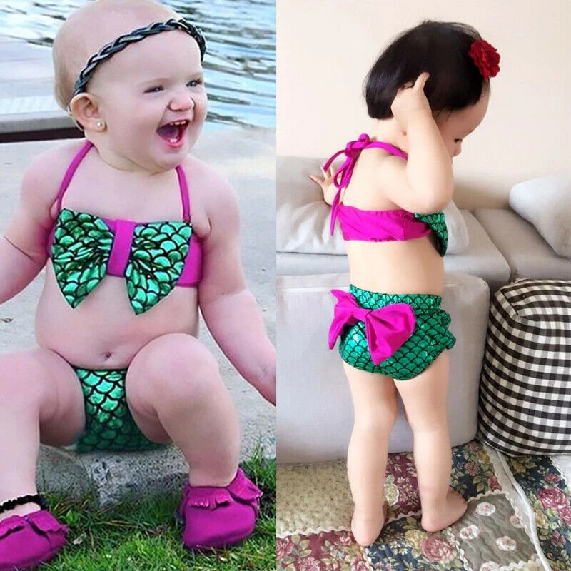 Disfraz de para bebé nacido, traje de baño para niña pequeña, Bikini con lazo, traje de baño, piezas|Trajes de baño| - AliExpress