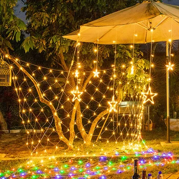 

1.5 X1.5m LED Mesh Net 8 Modes Fairy String Light for Window Curtain Christmas Wedding Holiday Party Decor Lighting Garland Lamp