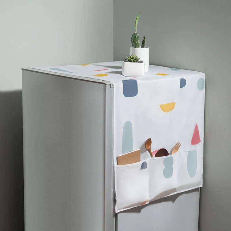

Kitchen Supplies Refrigerator Cover Cloth Dust Cover Household Appliance Waterproof Cover Towel Refrigerator Cover Hanging Bag