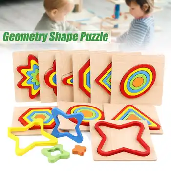 

Shape Cognition Board Geometry Jigsaw Puzzle Wooden Toys Kids Educational Learning Toys DIY Montessori Puzzles Game Child Gifts