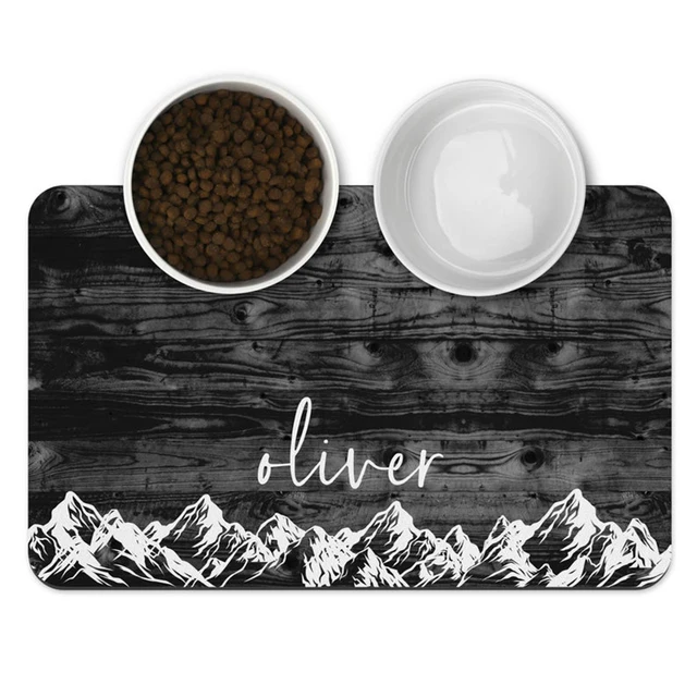PU Leather Waterproof Pet Placemat Dog Mat Cat Mat Bowl Plate Pet Drinking Feeding Placemat Customize Name For Puppy And Kitten I