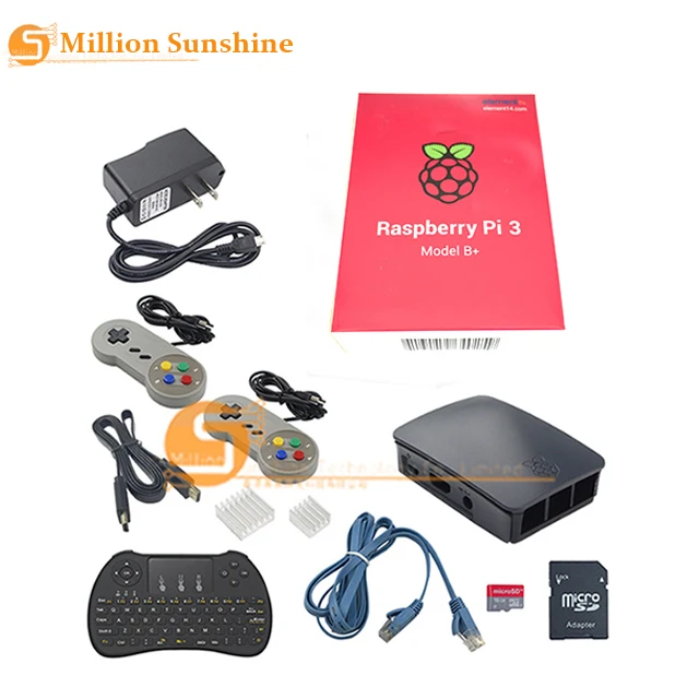 2019 Новинка! Raspberry Pi 3 модуль B +/3B ++ чехол + клавиатура радиатор SD карта 16 Гб кабель HDMI