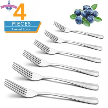 

7.3 Inches 4PCS Stainless Steel Dessert Fork Set Dinner Forks Cutlery Set Mirror Polished Fruit Flatware