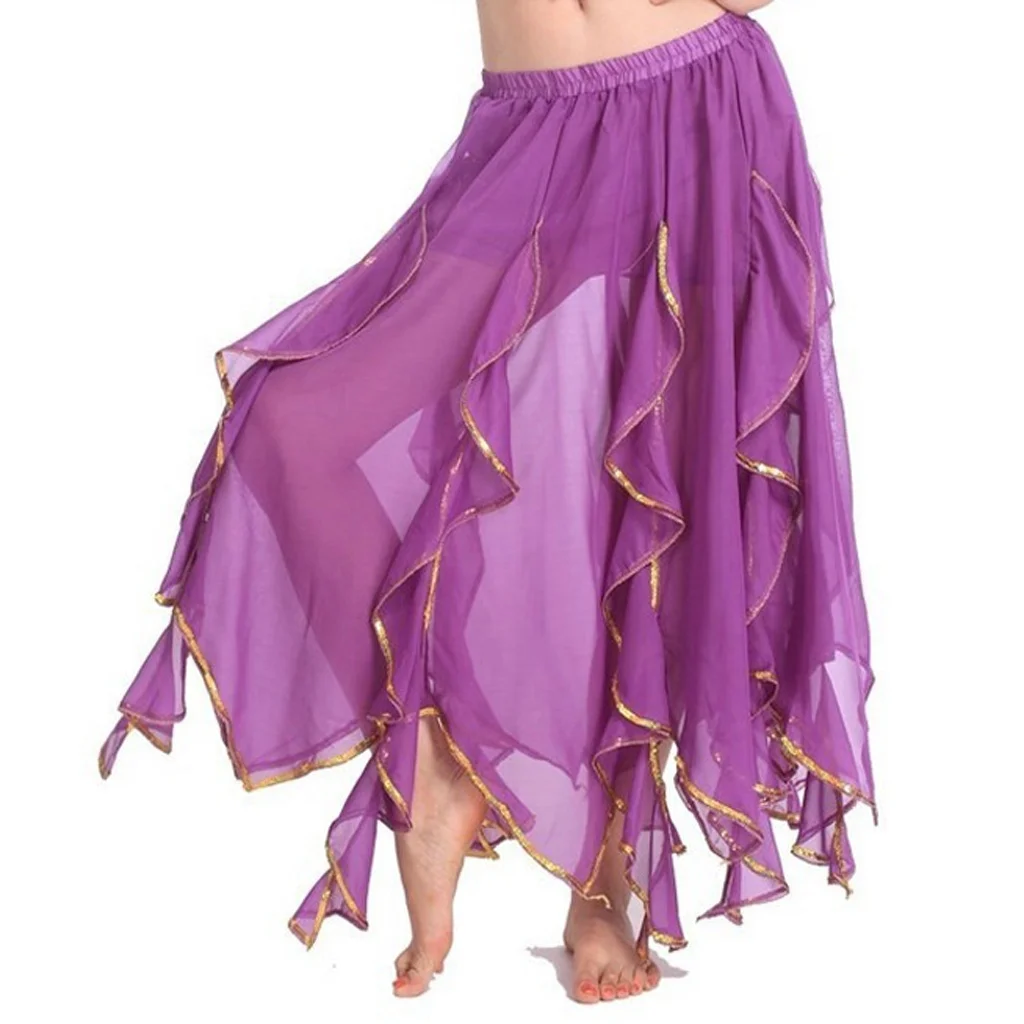 feecolor Adult Handmade sexy full waistband circle dress Elegant Charming Belly Dance skirt Dancing Costumes full Long Skirt