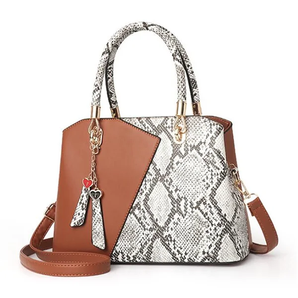 Лоскутная змеиная плечевая сумка с принтом женская сумка из искусственной кожи ручной работы сумка ретро змеиная женская сумка-кошелек сумки через плечо для женщин - Цвет: Brown