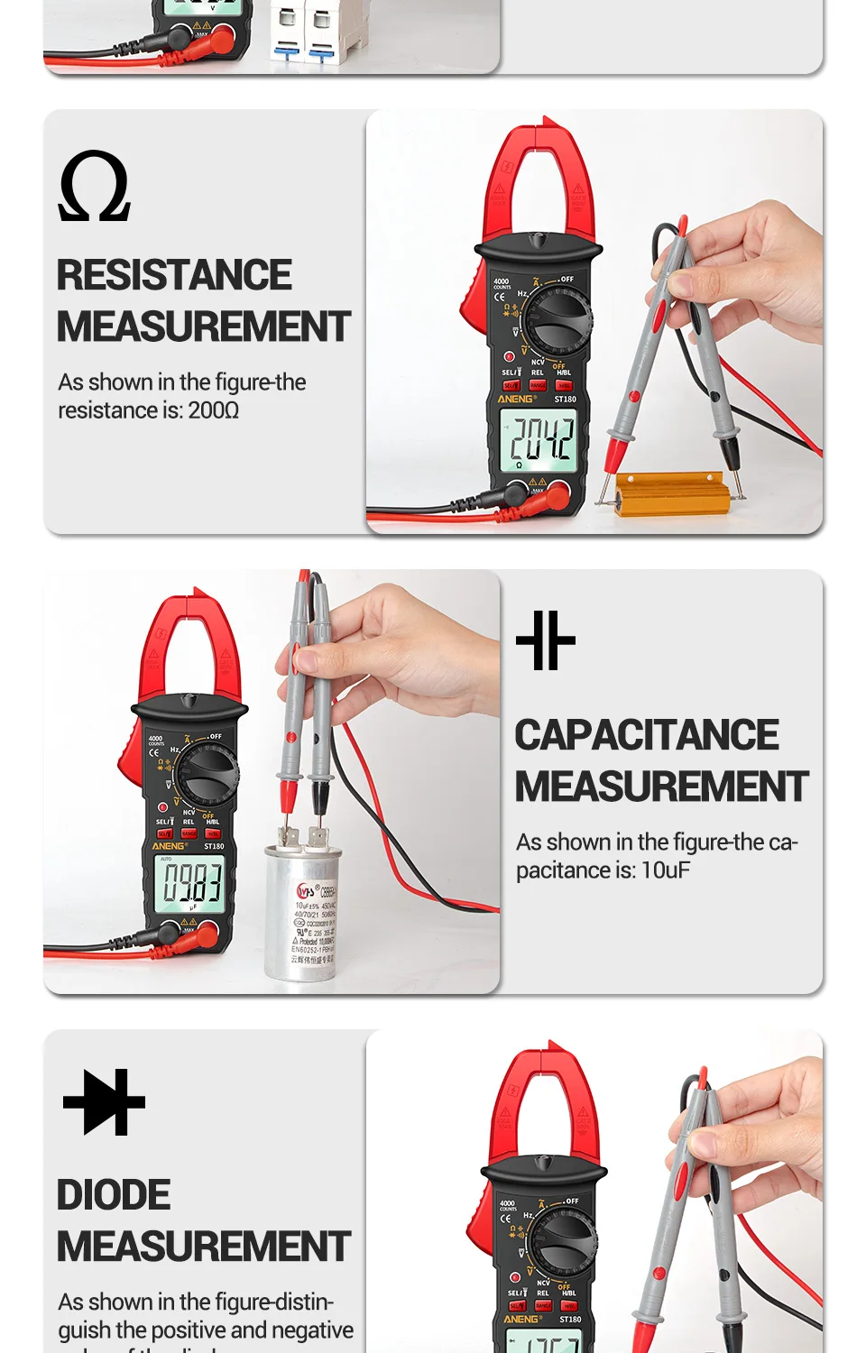 AC, Amperímetro Tensão Tester, Carro Amp Hz