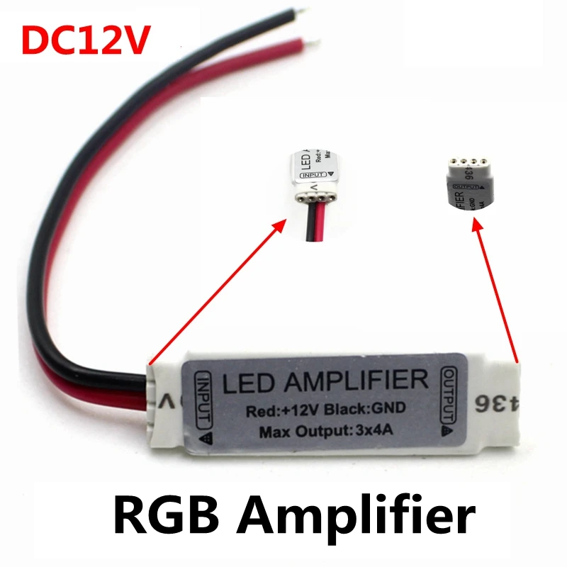 DC12V 3* 4A 144 Вт Мини Портативный RGB усилитель для светодиодной гирлянды повторитель для светодиодной ленты RGB SMD 5050/2835/3528/5730/5630/3014