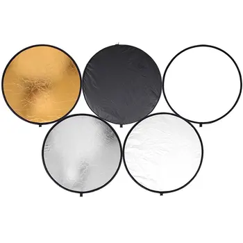 

60cm 80cm Round Disk 5 in 1 Portable Circular Steel-framed Photography Studio Light Mulit Collapsible Reflector+Carrying bag