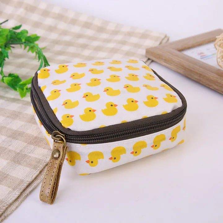 5 New Arrival Cartoon Printing Canvas Coin Purse Women Fashion Credit Card Bag Key Case Pocket Girls Sanitary Napkin Storage Bag - Цвет: 5