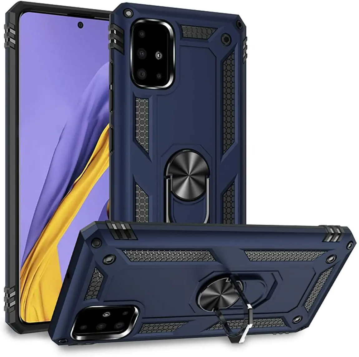 Чехол для Samsung Galaxy A51 армированный прочный военный ударопрочный чехол с кольцом