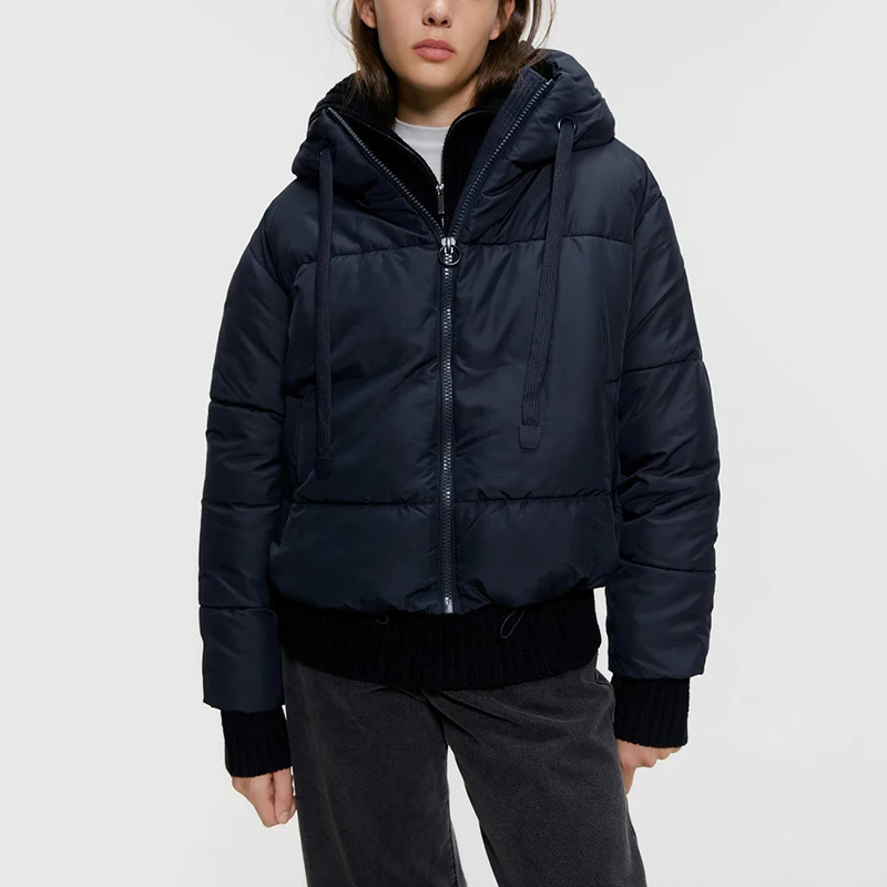 

2021 Big Hat Drawstring Cotton Jacket Female Warm Winter Down Jacket Plus Size OverCoat Thickened Women's Casual Down New Coat