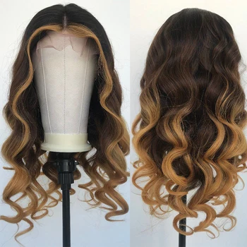 

Wavy Honey Blonde Colored Lace Front Human Hair Wigs For Women Brown Glueless Bleached Knot Wig Pre Plucked With Baby Hair