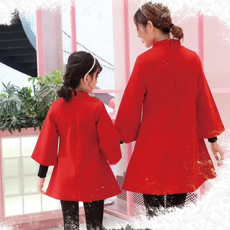 Hanfu Cheongsam красное детское платье для родителей Qipao одежда для мамы и дочки в китайском стиле на год бархатные платья в восточном стиле