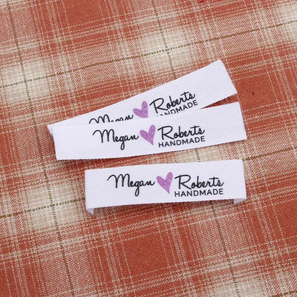 

Custom Sewing Labels, Clothing Labels - Personalized Brand , Organic Cotton Ribbon Labels , Custom font (MD3022)