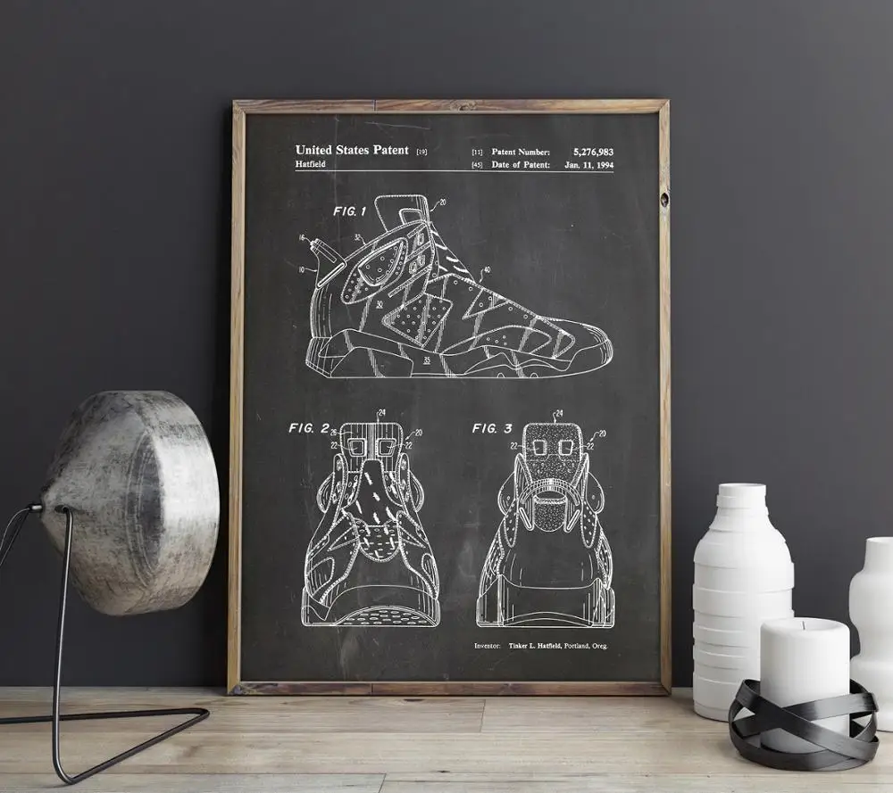 Кроссовки запатентованные для Nike Air Jordan lover настенное искусство обуви постеры
